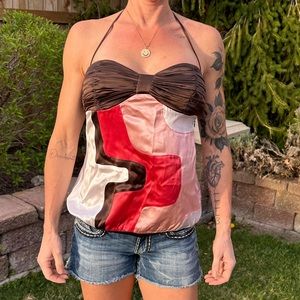 Silk Bebe blouse with removable neck strap